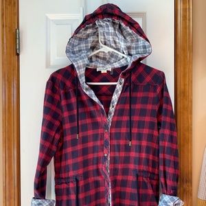 Hooded, snap down flannel, cute & comfy, SM/MD
